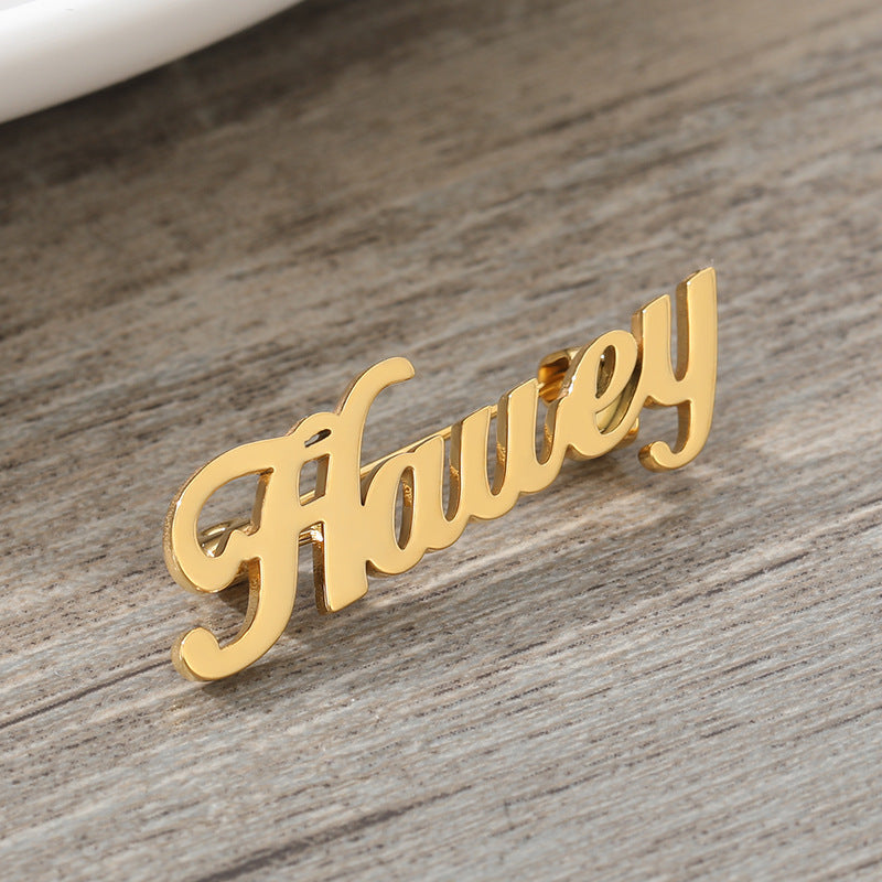 Hot Selling In Europe And America Personalized Stainless Steel Name Brooch Badge Customized Name Customized Brooch
