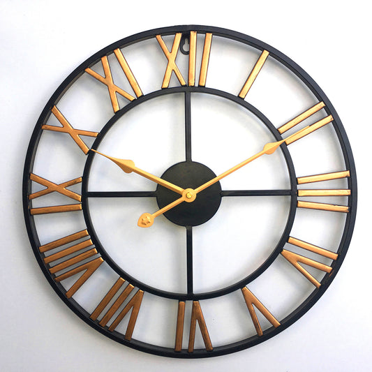 Living Room Decoration Round Retro Wrought Iron Wall Clock Bar Wall Roman Three-Dimensional Digital Wall Clock