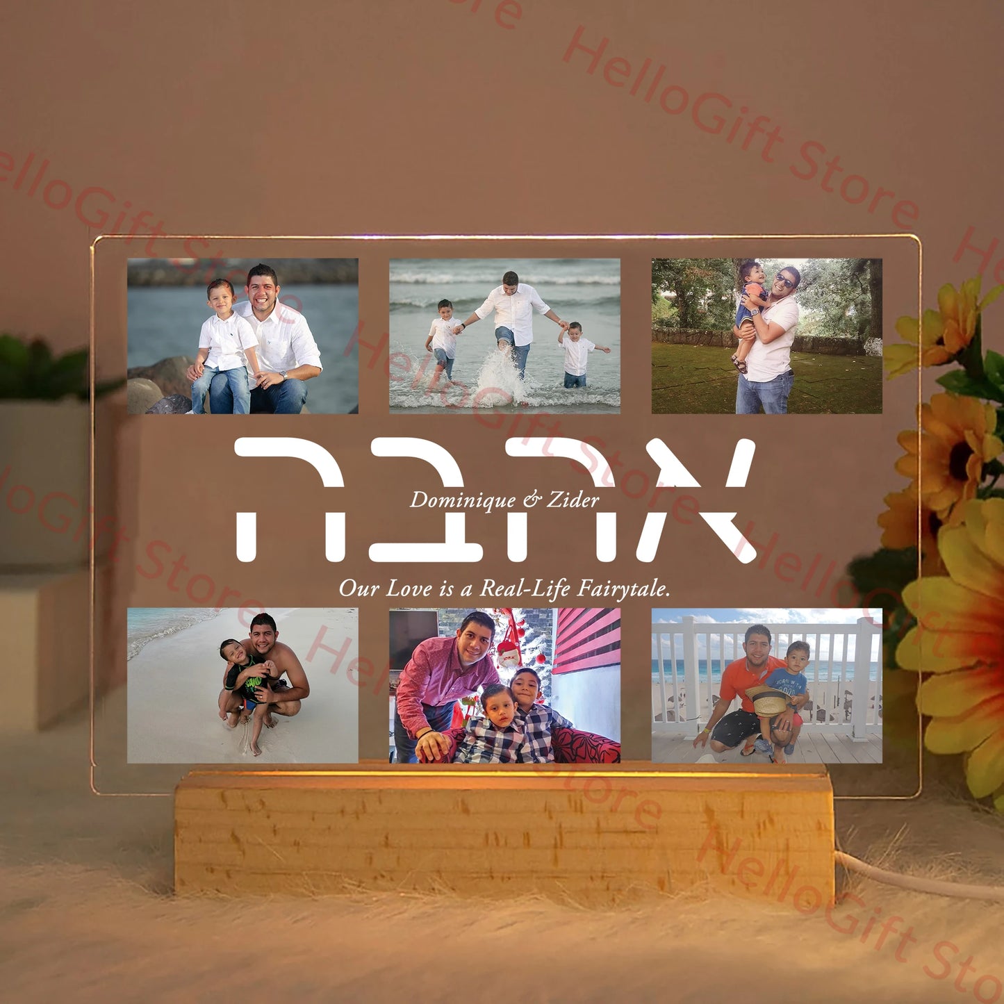 Custom Acrylic Lamp Personalized Photo Text Bedroom Night Light MOM DAD LOVE Friend Family Day Wedding Birthday Christmas Gift