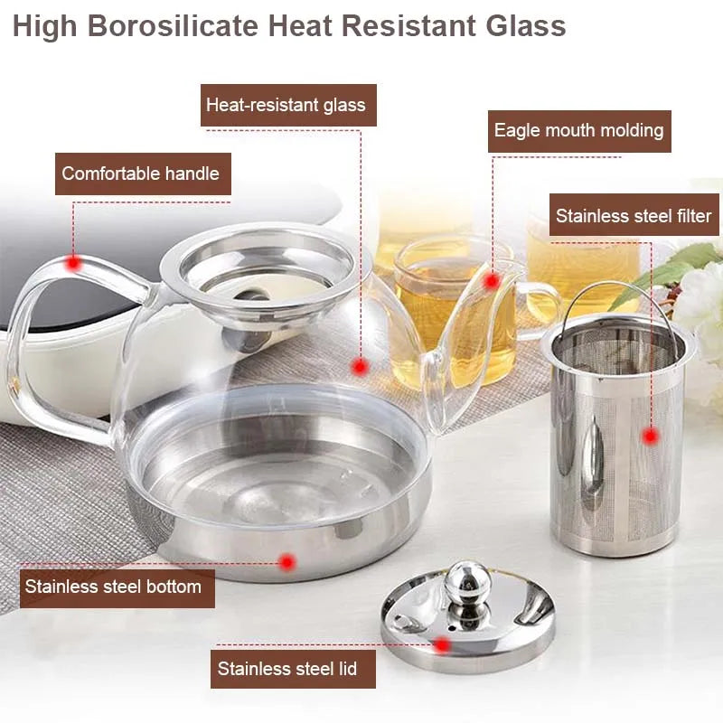 Glass Teapot Gas Stove Induction Cooker Water Kettle Chinese Teapot With Filter Heat resistant Flower Tea