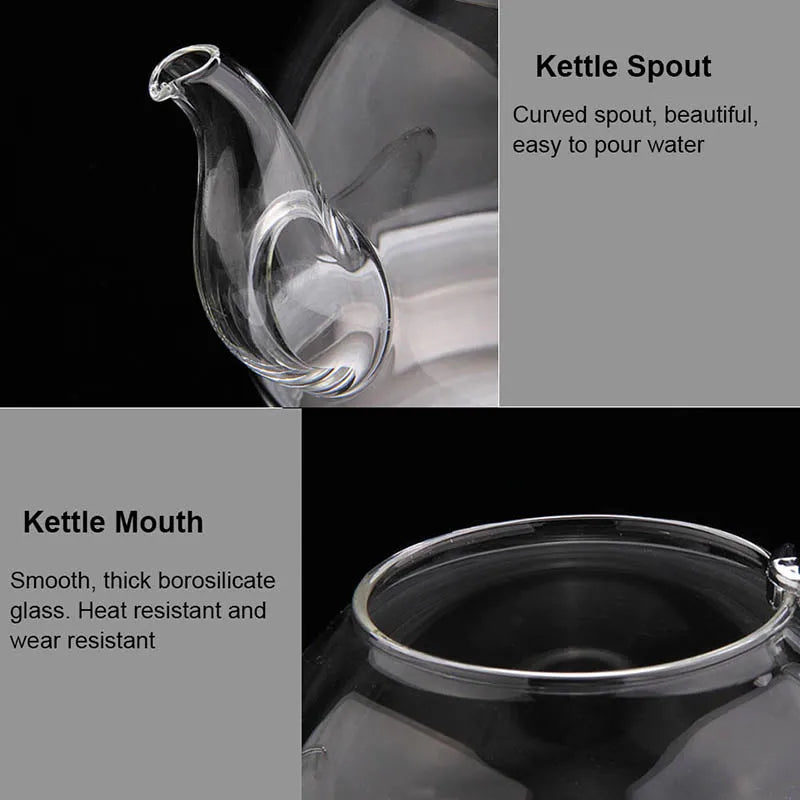 Glass Teapot Gas Stove Induction Cooker Water Kettle Chinese Teapot With Filter Heat resistant Flower Tea