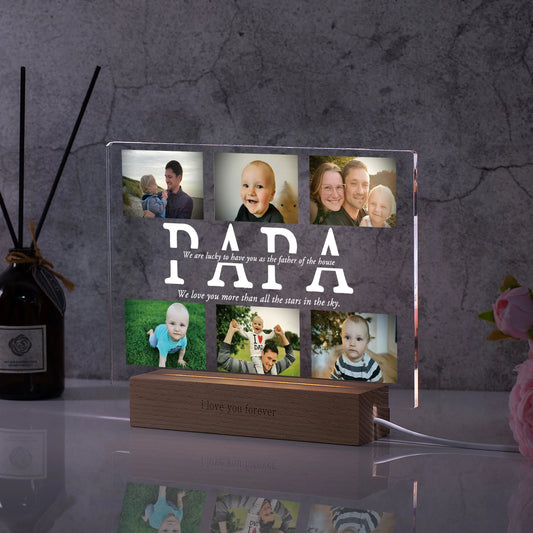 Personalized Custom Photo Text 3D Acrylic Lamp Customized Bedroom Night Light for MOM DAD LOVE Family Birthday