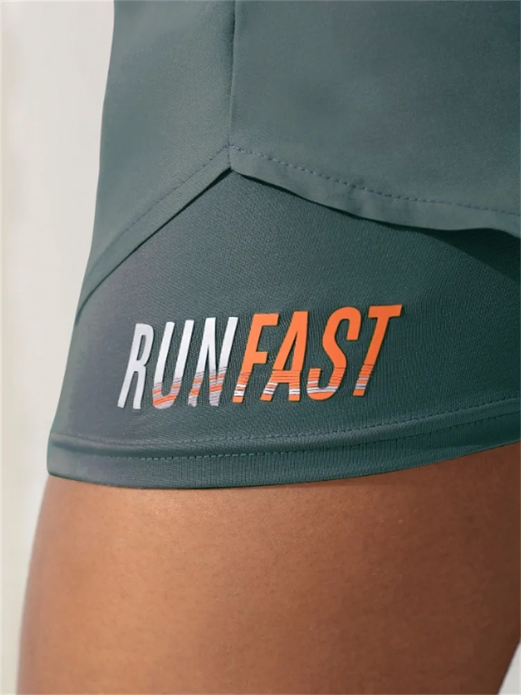 Women's High Rise Yoga Shorts With Elastic Proximity Control Running Shorts, Fake Two Pieces Pants