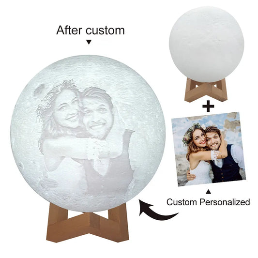 Customized 3D Printing Moon Lamp Personalized Photo Text Night Light