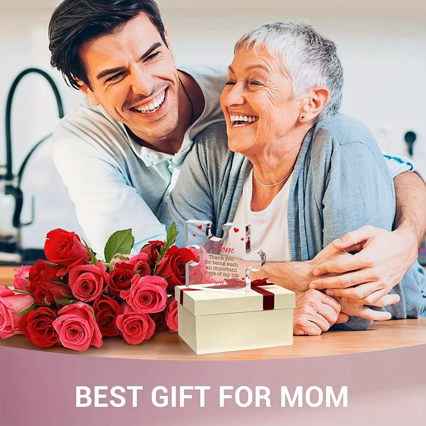 Birthday Gifts for Mom - Engraved Acrylic Block Puzzle Mom Present, Christmas Present, Commemorative Decorative Gif