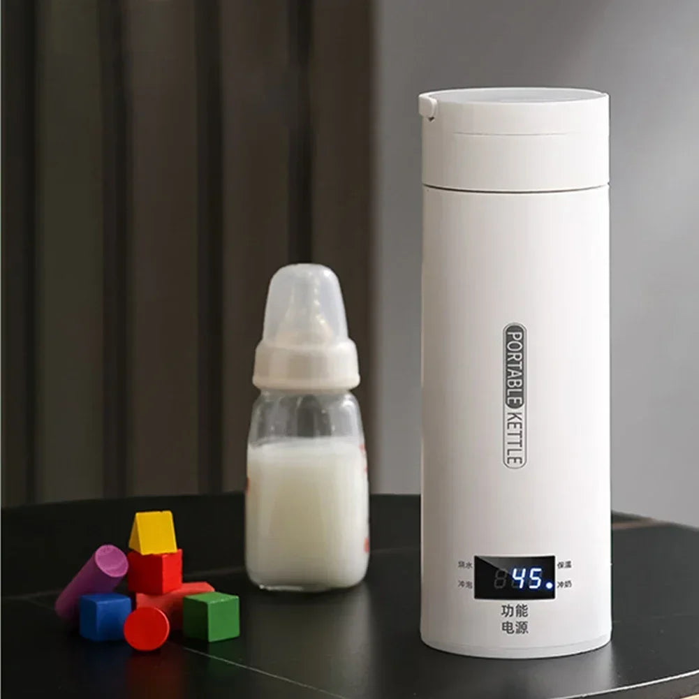 Portable Electric Travel Kettle – 500ml Anti-Scald Thermal Bottle for Tea & Coffee with English Menu