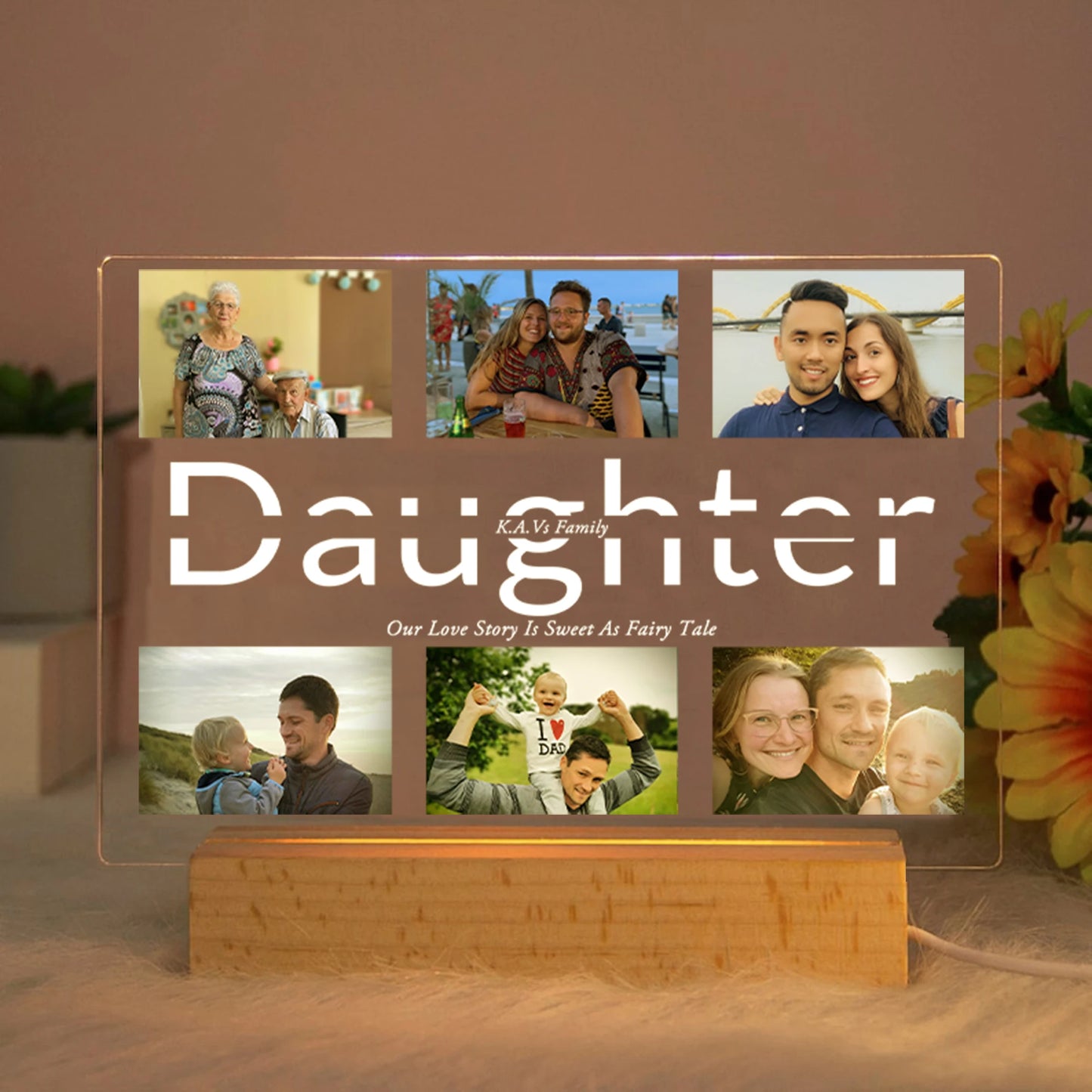 Personalized Custom Photo Text 3D Acrylic Lamp Customized Bedroom Night Light for MOM DAD LOVE Family Birthday