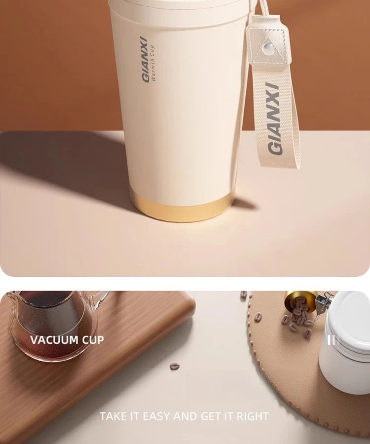GIANXI Stainless Steel Coffee Thermos Cup Retro Woven Lanyard Portable Heavy Caliber Easy To Clean Coffee Cold Cup Coffee Cup