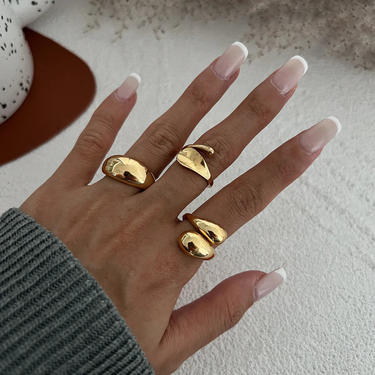 6 Style Geometric Metal Rings For Women Gold Silver Color Knuckle Joint Ring Set Jewelry