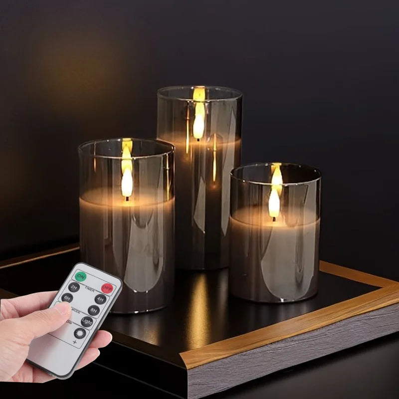 3PACK Flameless Candles Operated with Timer, Remote Control,Flickering LED Candle Battery Powered, Gift or Home Decoration
