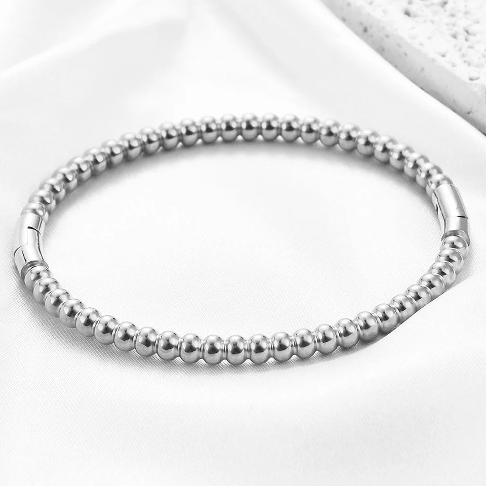 Stainless Steel Golden Bead Bracelet for Women Fashion Adjustable Chain Bracelets Daily Party Jewelry