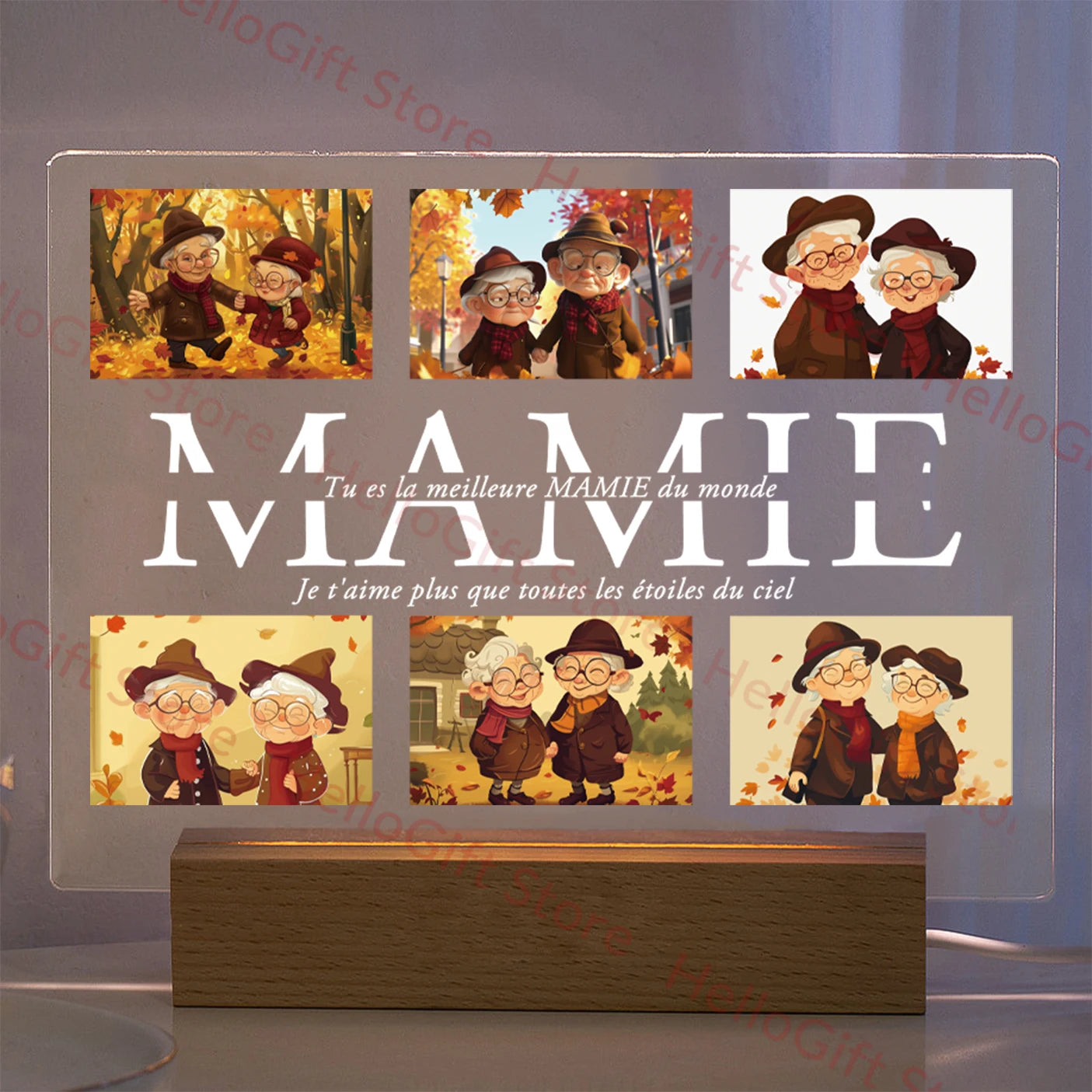 Personalized Custom Photo Text 3D Acrylic Lamp Customized Bedroom Night Light for MOM DAD LOVE Family Birthday