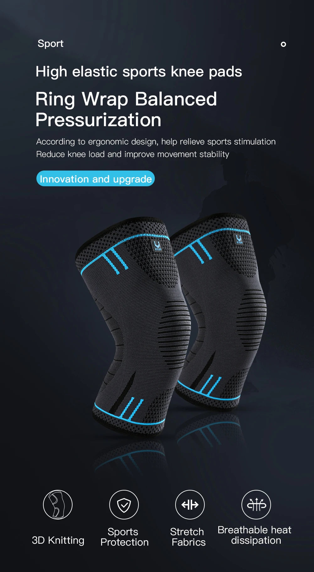 Breathable Knee Pads Brace Springs Gym Sports Protector