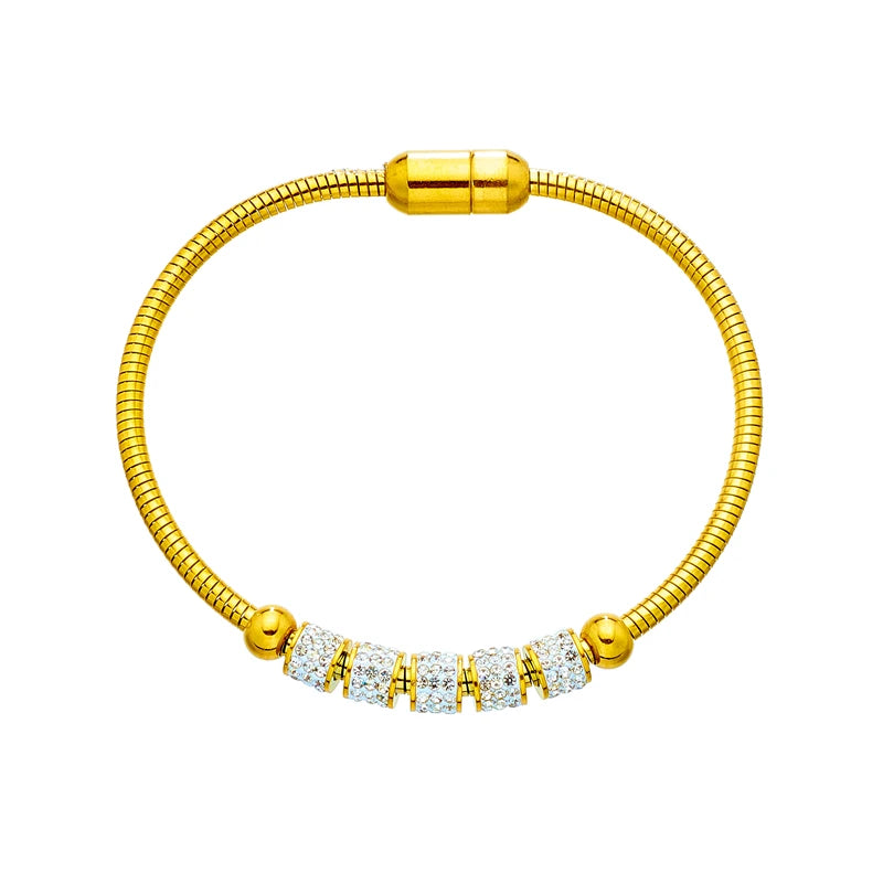 Gold Color Rhinestone Beaded Bracelet