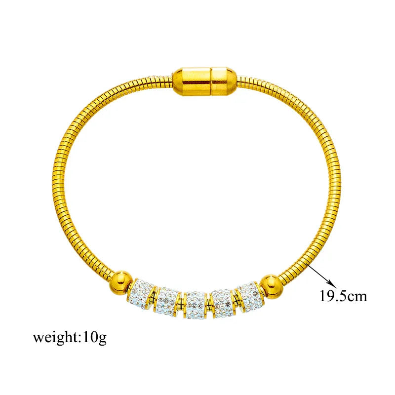 Gold Color Rhinestone Beaded Bracelet