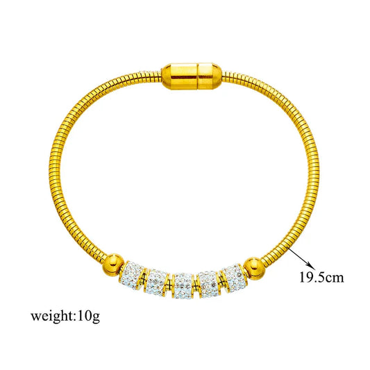 Gold Color Rhinestone Beaded Bracelet