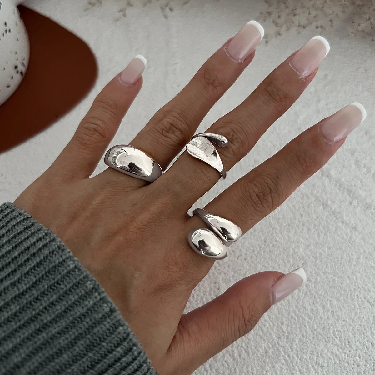 6 Style Geometric Metal Rings For Women Gold Silver Color Knuckle Joint Ring Set Jewelry