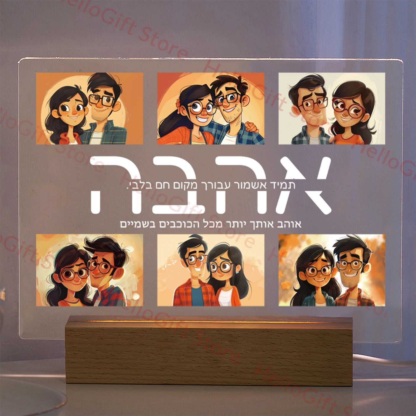 Personalized Custom Photo Text 3D Acrylic Lamp Customized Bedroom Night Light for MOM DAD LOVE Family Birthday