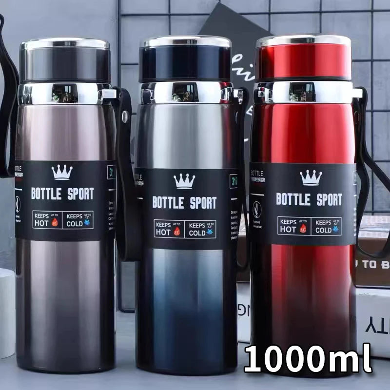 1L Stainless Steel Thermal Water Bottle – Hot & Cold Thermos for Coffee, Tea, or Travel