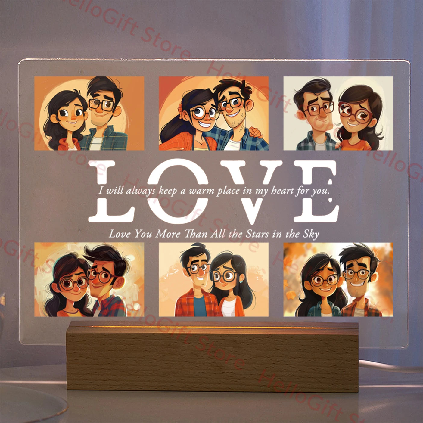 Personalized Custom Photo Text 3D Acrylic Lamp Customized Bedroom Night Light for MOM DAD LOVE Family Birthday