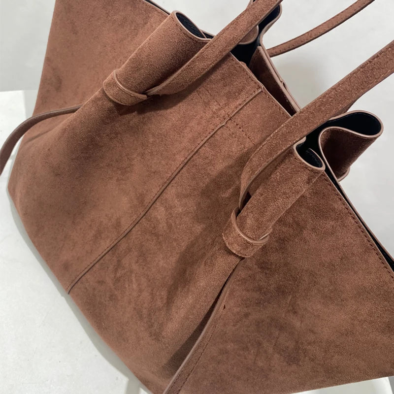 Faux Suede Tote Bags For Women Luxury Designer Handbags Purses 2025 New In Vintage Large Capacity Shoulder Custom Name Initials