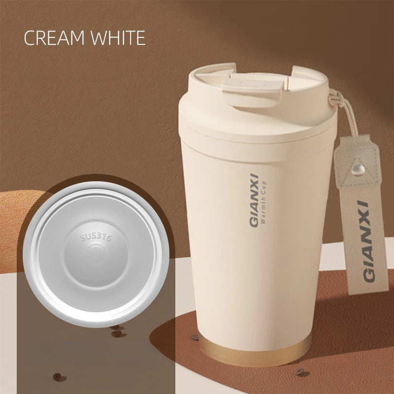 GIANXI Stainless Steel Coffee Thermos Cup Retro Woven Lanyard Portable Heavy Caliber Easy To Clean Coffee Cold Cup Coffee Cup