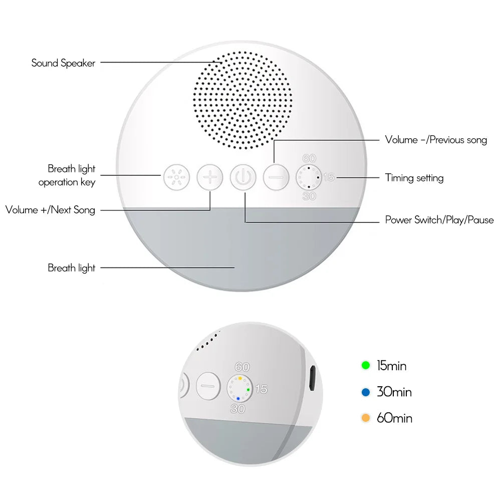 QtorDream® Baby White Noise Sleep Machine - Gentle Sounds for Sweet Sleep