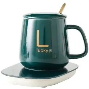 USB Recharge Warm Soup Cups Coffee Mug with Lid and Gift Box Storage Bag Set Ceramics Cup with Stainless Steel Spoon Coffee Cups