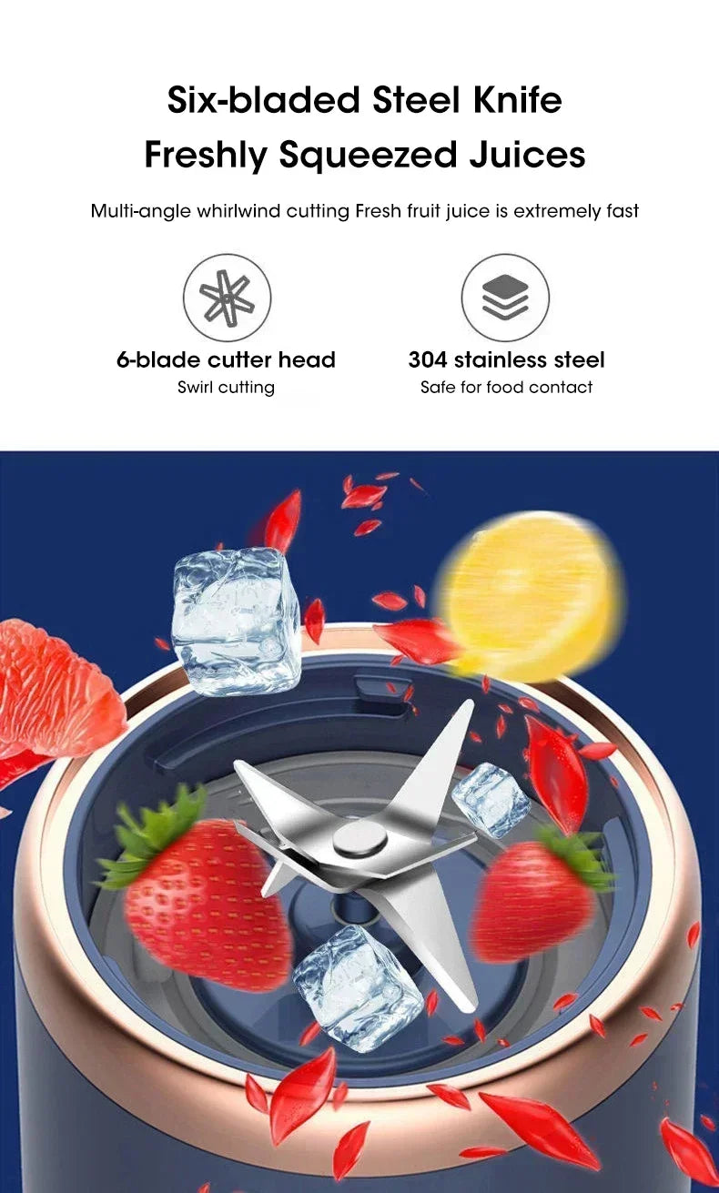 Portable Electric Juicer Cup 400ML – USB Rechargeable Wireless Fruit Blender | Automatic Smoothie Maker