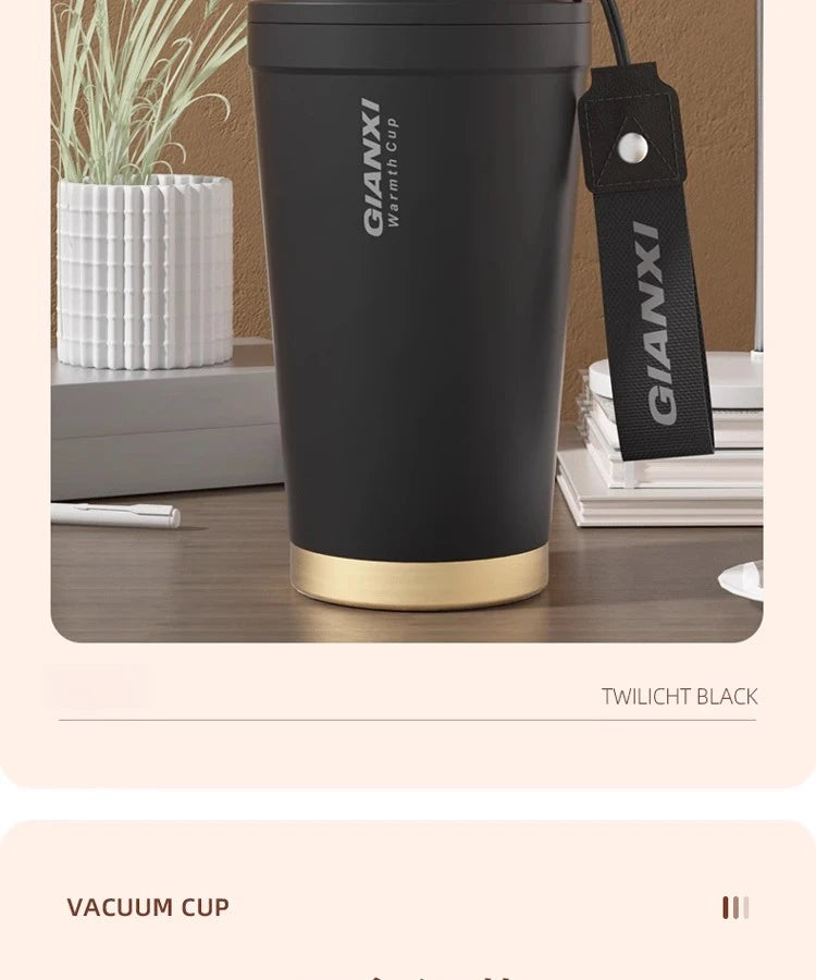 GIANXI Stainless Steel Coffee Thermos Cup Retro Woven Lanyard Portable Heavy Caliber Easy To Clean Coffee Cold Cup Coffee Cup