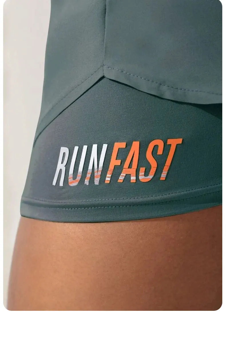 Women's High Rise Yoga Shorts With Elastic Proximity Control Running Shorts, Fake Two Pieces Pants