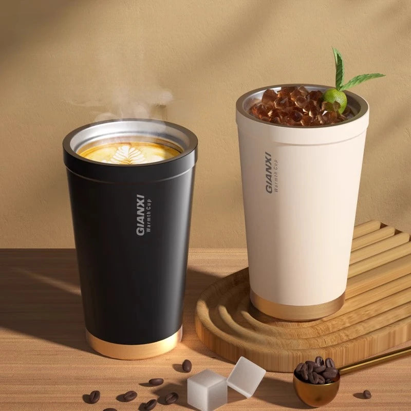 GIANXI Stainless Steel Coffee Thermos Cup Retro Woven Lanyard Portable Heavy Caliber Easy To Clean Coffee Cold Cup Coffee Cup