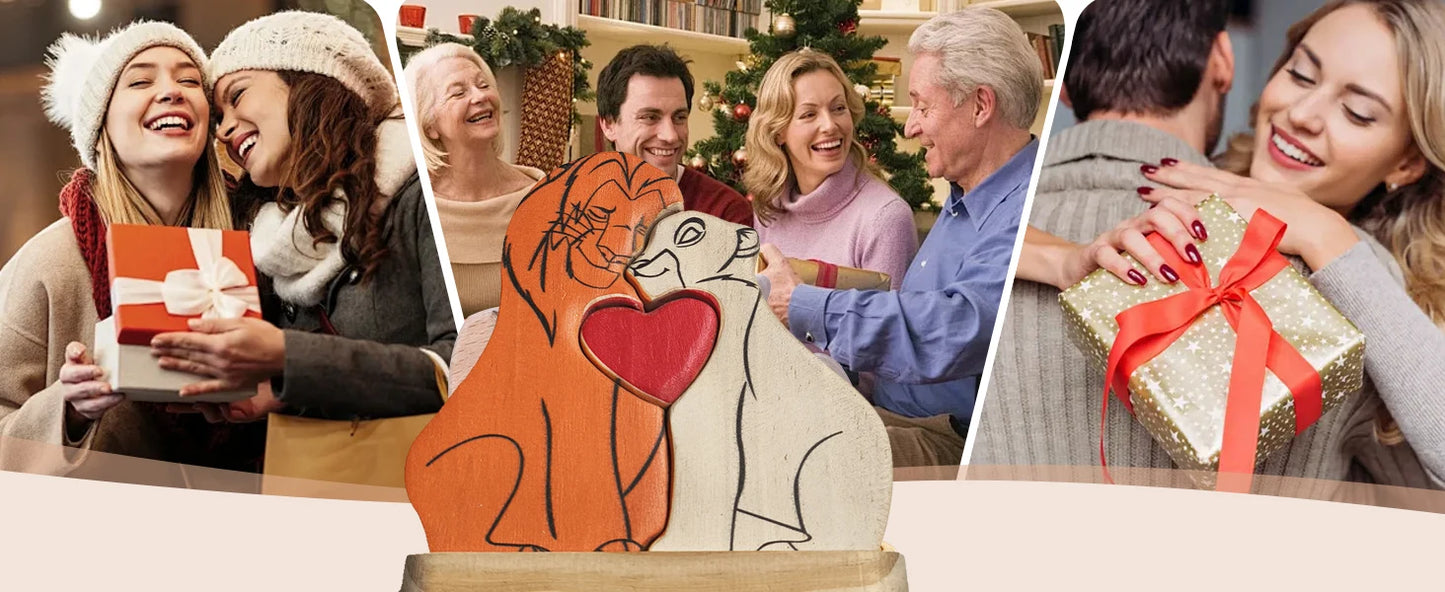 Personalized Custom Bear Family Wooden Puzzle DIY Free Engraving Name Sculpture Home DeskDecor Figurines Christmas Birthday Gift