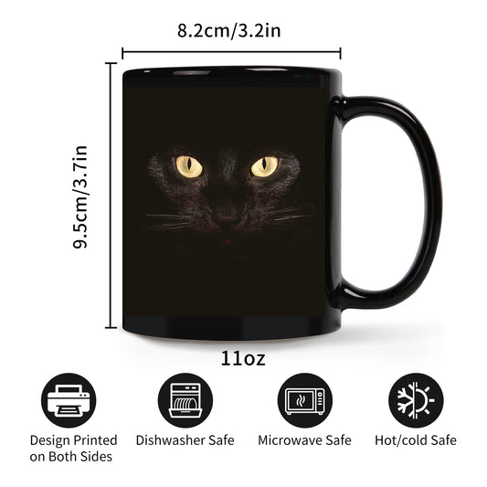 Black Cat Coffee Mug 11oz – Cute Cat Lover Gift | Birthday, Valentine’s, or Halloween Mug