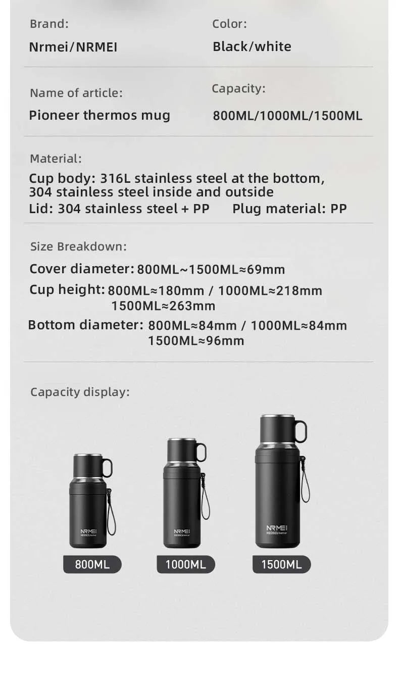 316L Stainless Steel Thermos Bottle – Magnetic Control Outdoor Flask, Insulated Travel Water Bottle