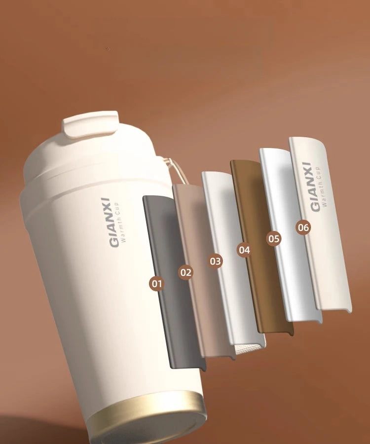 GIANXI Stainless Steel Coffee Thermos Cup Retro Woven Lanyard Portable Heavy Caliber Easy To Clean Coffee Cold Cup Coffee Cup