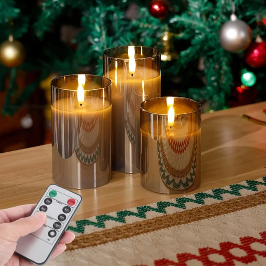 3PCS Flameless Candles, Battery Operated Candles LED Pillar Candles with Remote 10-Key Control and Timers for Indoor Home Decor