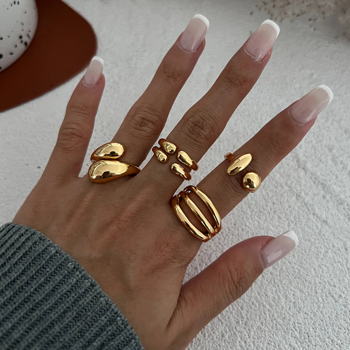6 Style Geometric Metal Rings For Women Gold Silver Color Knuckle Joint Ring Set Jewelry