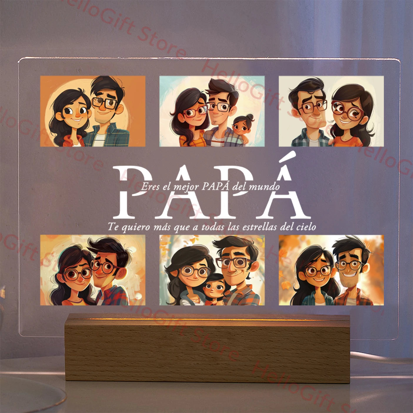 Personalized Custom Photo Text 3D Acrylic Lamp Customized Bedroom Night Light for MOM DAD LOVE Family Birthday