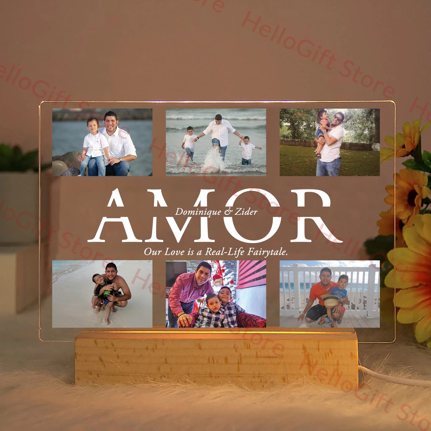 Custom Acrylic Lamp Personalized Photo Text Bedroom Night Light MOM DAD LOVE Friend Family Day Wedding Birthday Christmas Gift