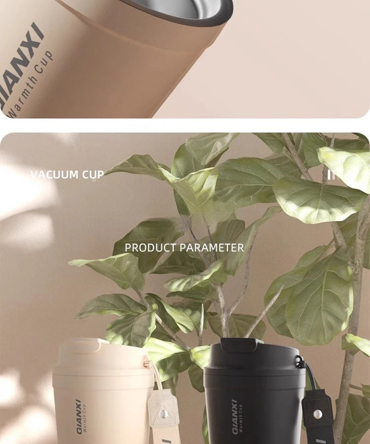 GIANXI Stainless Steel Coffee Thermos Cup Retro Woven Lanyard Portable Heavy Caliber Easy To Clean Coffee Cold Cup Coffee Cup