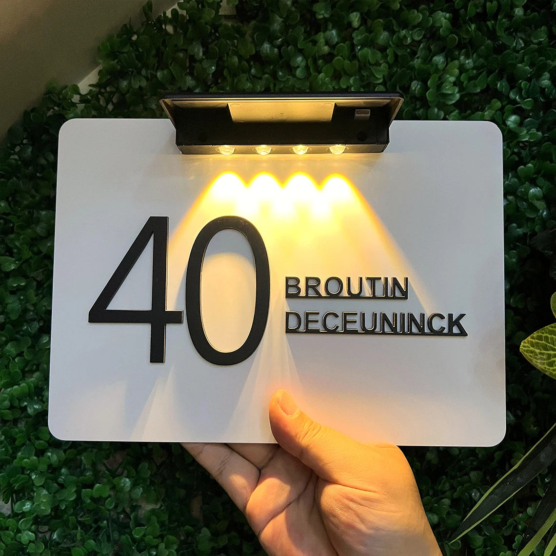 Personalized Exterior Solar House Sign Acrylic Plaque Led Customized Address Plaque Outdoor Street Name Solar House Number Sign