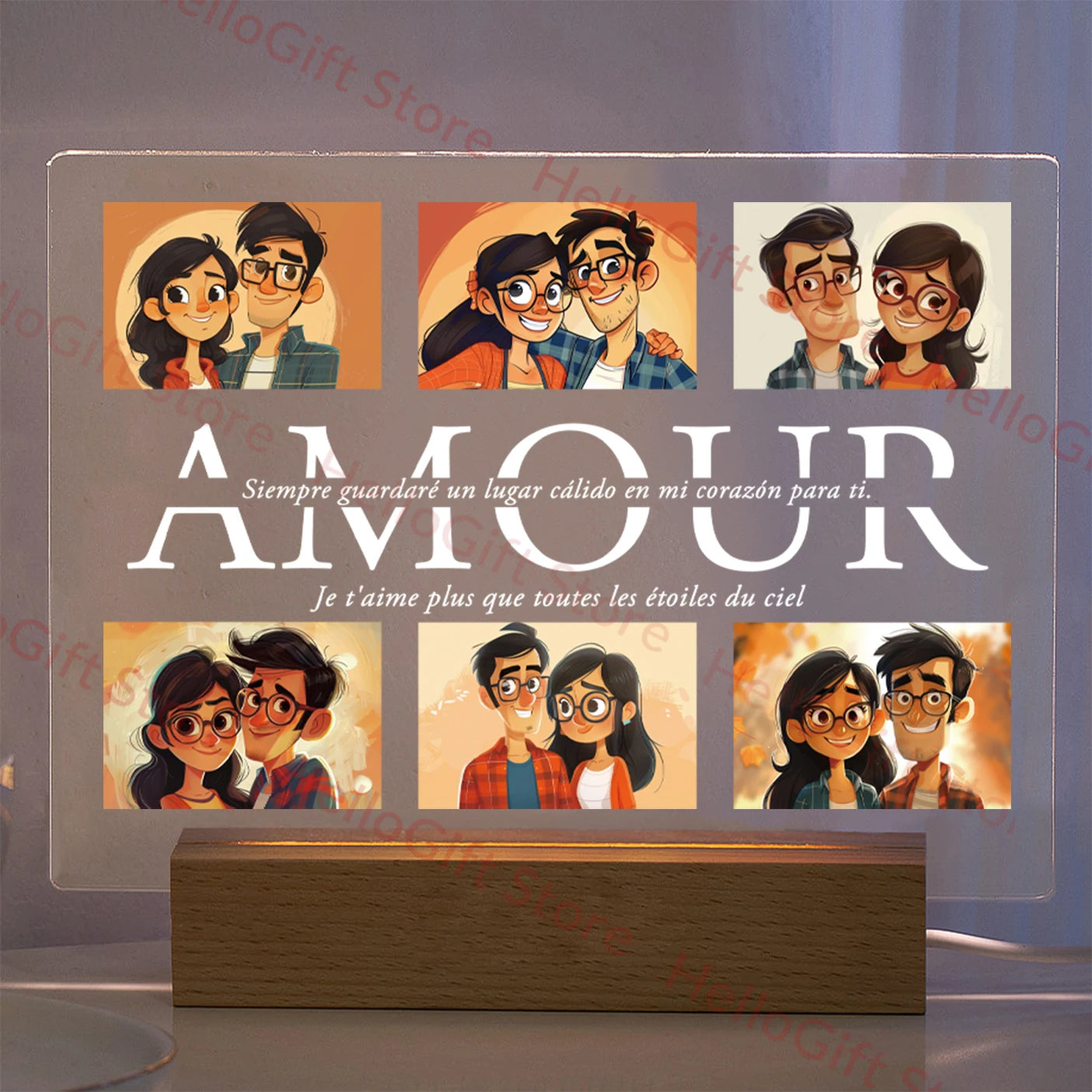 Personalized Custom Photo Text 3D Acrylic Lamp Customized Bedroom Night Light for MOM DAD LOVE Family Birthday