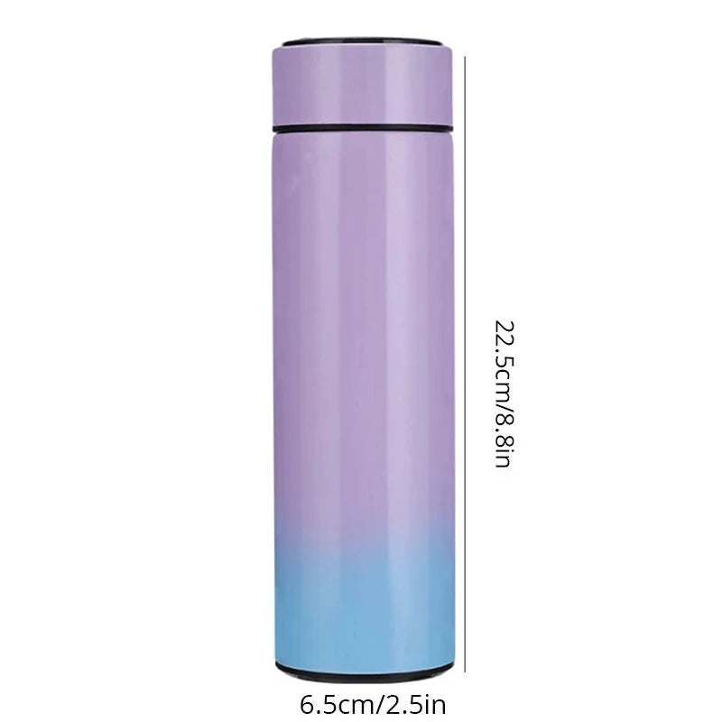 1pc 500ml Black Stainless Steel Creative Smart Thermos BottleTemperature Display Thermal Mug Male Female Portable Business Gift