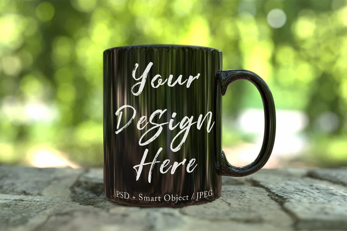Custom Black Ceramic Mug 11oz – DIY Family Photo or Company Logo Personalized Cup