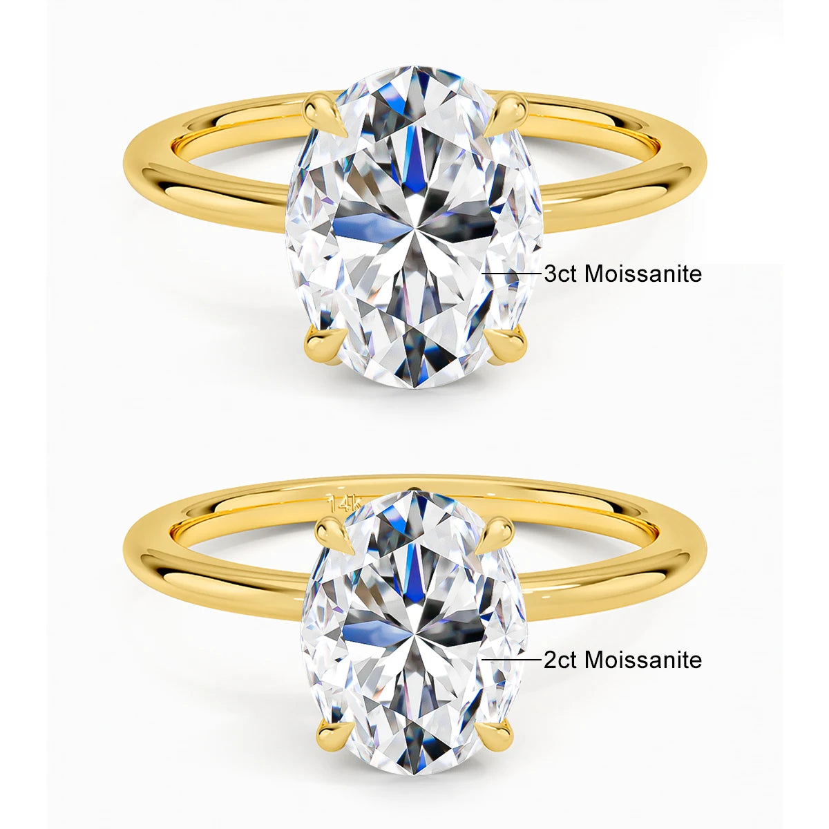 Oval Moissanite Diamond Ring for Women 100% 14K Gold Egg Shaped Wedding Band Classic Luxury Jewelry Certified