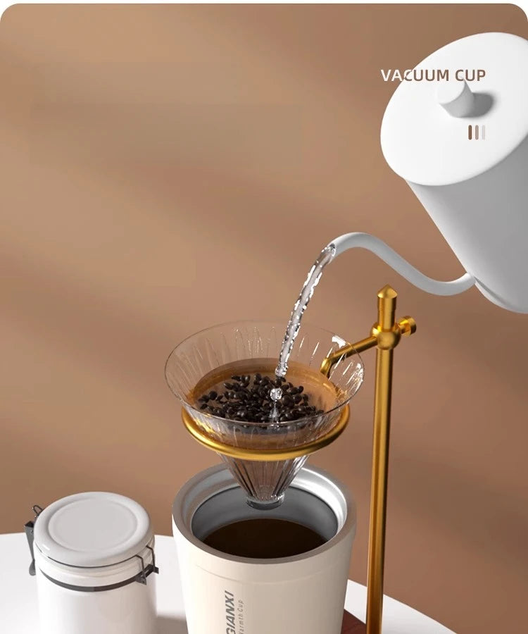 GIANXI Stainless Steel Coffee Thermos Cup Retro Woven Lanyard Portable Heavy Caliber Easy To Clean Coffee Cold Cup Coffee Cup
