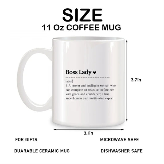 Boss Lady Mug 11oz – Funny Like a Boss Coffee Cup | Birthday Gift for Women, Ceramic Tea Mug