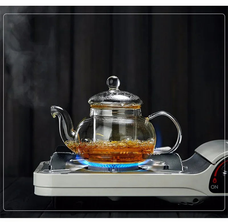 400ml/1000ml Filterable Heat-resistant Thickened Glass Teapot High Borosilicate Glass Flower Tea Pot Heatable Glass Tea Set