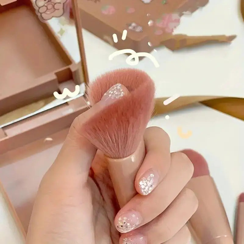 5pcs Mini Travel Makeup Brush Set with Case & Mirror – Compact & Complete